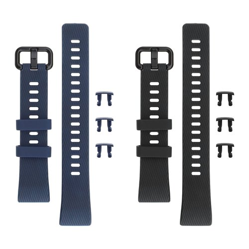 ECSiNG Silicone Watch Strap Compatible with Huawei Band 4 Pro/Band 3 Pro/Band 3 Fitness Tracker Sport Watch Band Quick Release Wristband Black & Blue