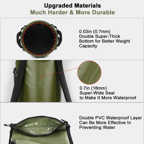 HEETA Waterproof Dry Bag - Lightweight Roll Top Storage Backpack with Phone Case | 30L Green