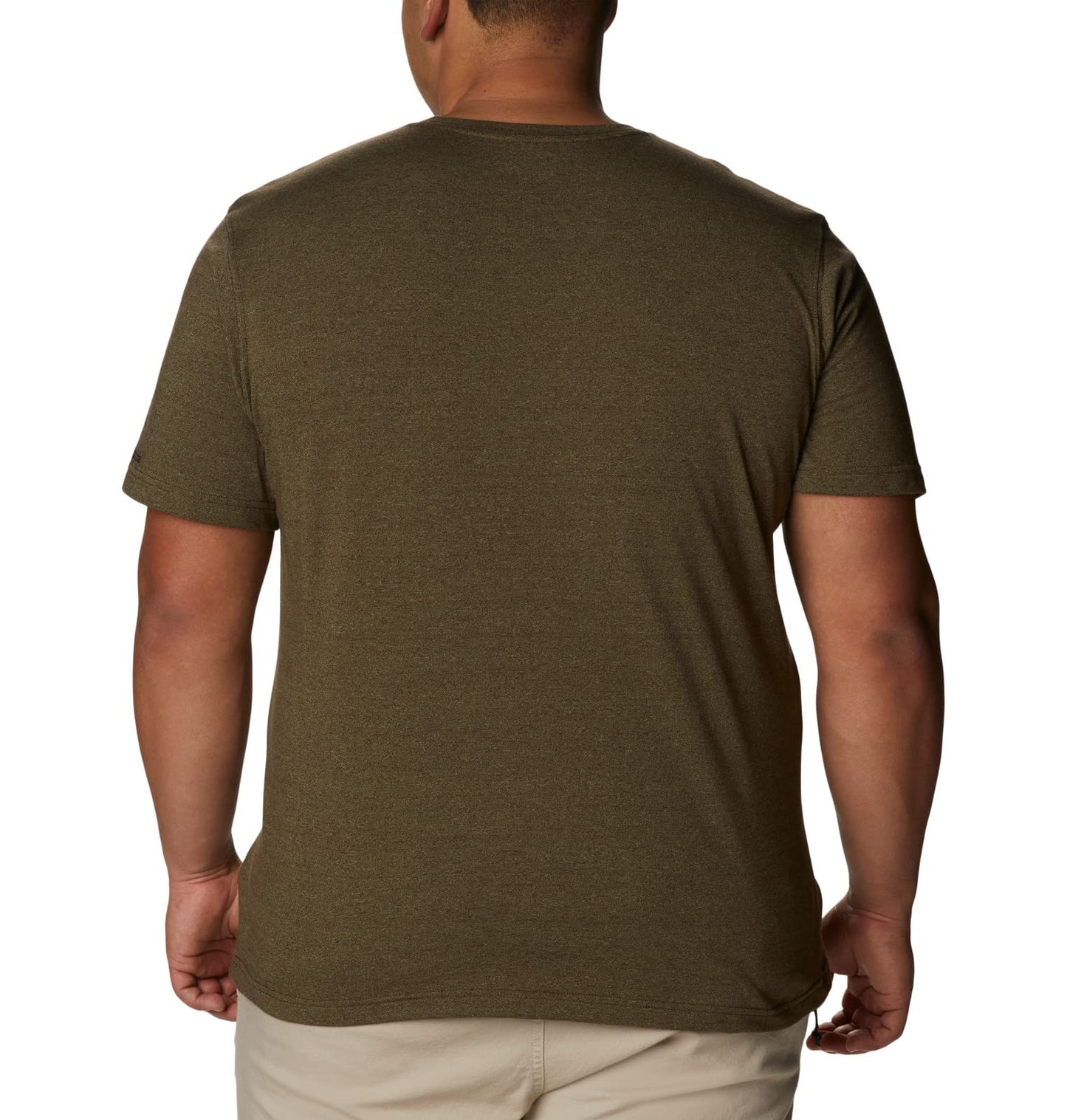 Columbia Men's Thistletown Hills Graphic Short Sleeve, Olive Green Heather/Wanderland Graphic, 4X Tall