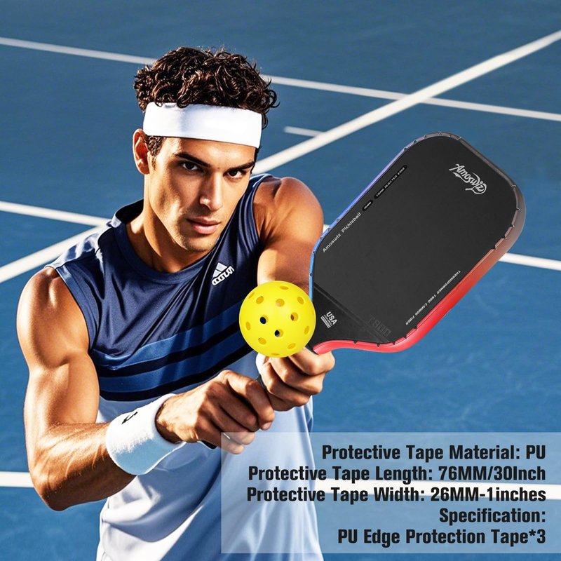 Amoswiz Pickleball Edge Guard Tape, Pickleball Protection Tapes 3 Pcs, Red to Black to Blue Gradiant Edge Tape, 26MM Width, No Wrinkling Edge Guard for 13MM & 16MM & 20MM Thicknesse Paddles