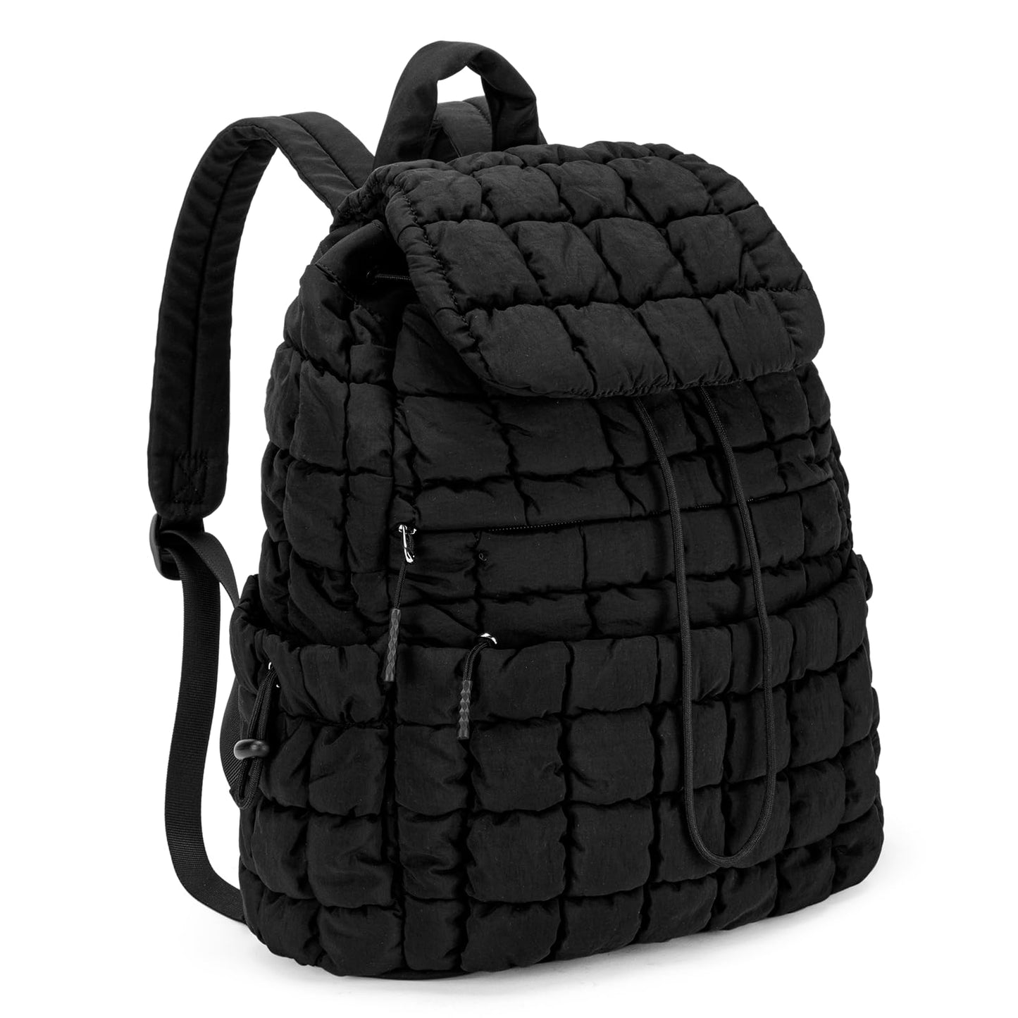 CLUCI Puffy Quilted Backpack for Women, Casual Lightweight Daypack for Women Travel (Black)