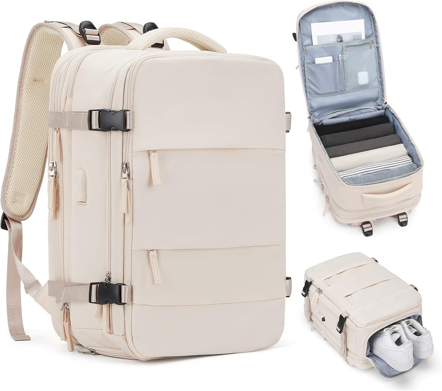 Skiennix Expandable Travel Backpack - Airline Approved Waterproof Carry-On Bag for Men & Women