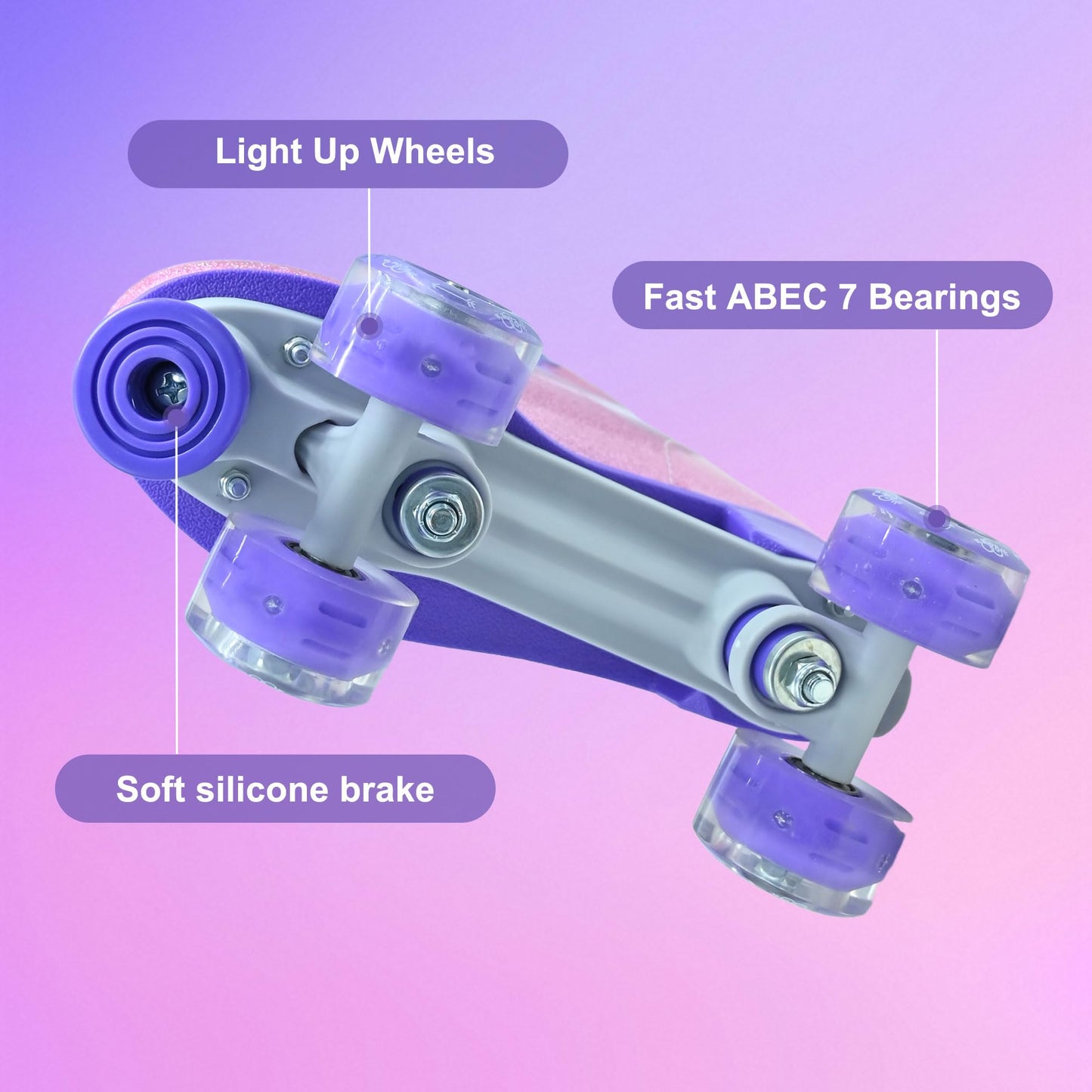 SMOOJOY Roller Skates for Women Girls High Top PU Adult Derby Quad Purple Red Skates Shoes Outdoor Shiny Double-Row Four Wheels Light Up Leather Rollerskates for Ages 8-50 Indoor