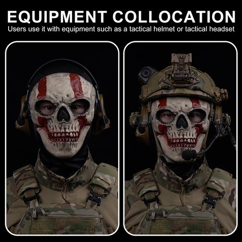Airsoft Cosplay Ghost Balaclava Full Face Skull Masks Skeleton Mask Halloween Moive Prop Party Costume for Paintball Gear CS War Game Outdoor Sport (White)
