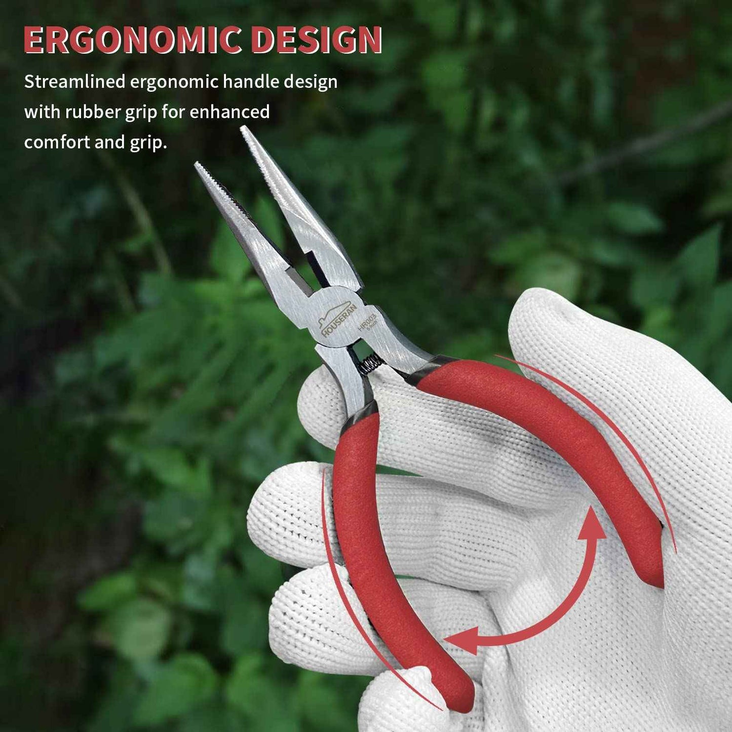 HOUSERAN Needle Nose Pliers, 5 Inch, 5 Pack, Long Nose Pliers with Side Cutter, Spring Loaded for Cutting and Bending Wire