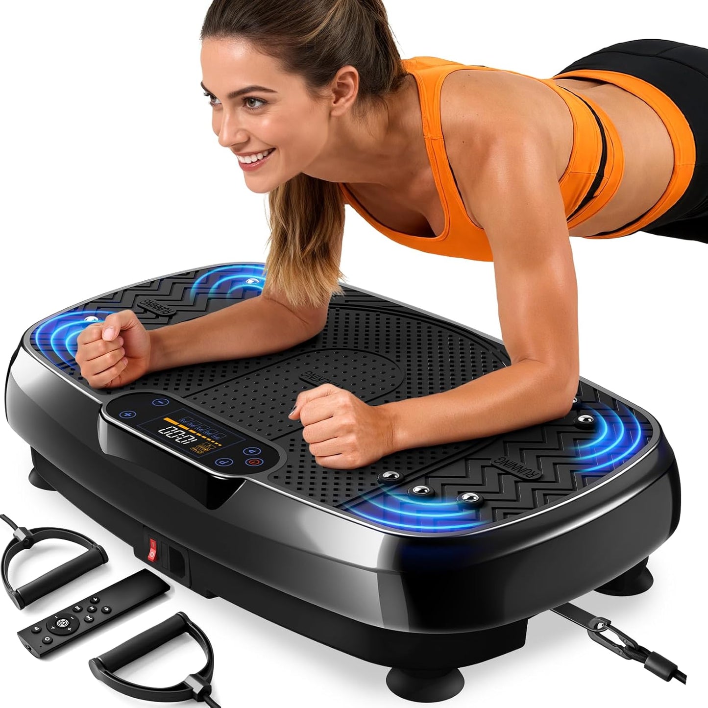 Vibration Plate Exercise Machine - 330lb Full Body Shaker for Weight Loss & Lymphatic Drainage | Home Gym Fitness with Speaker & 2 Bands