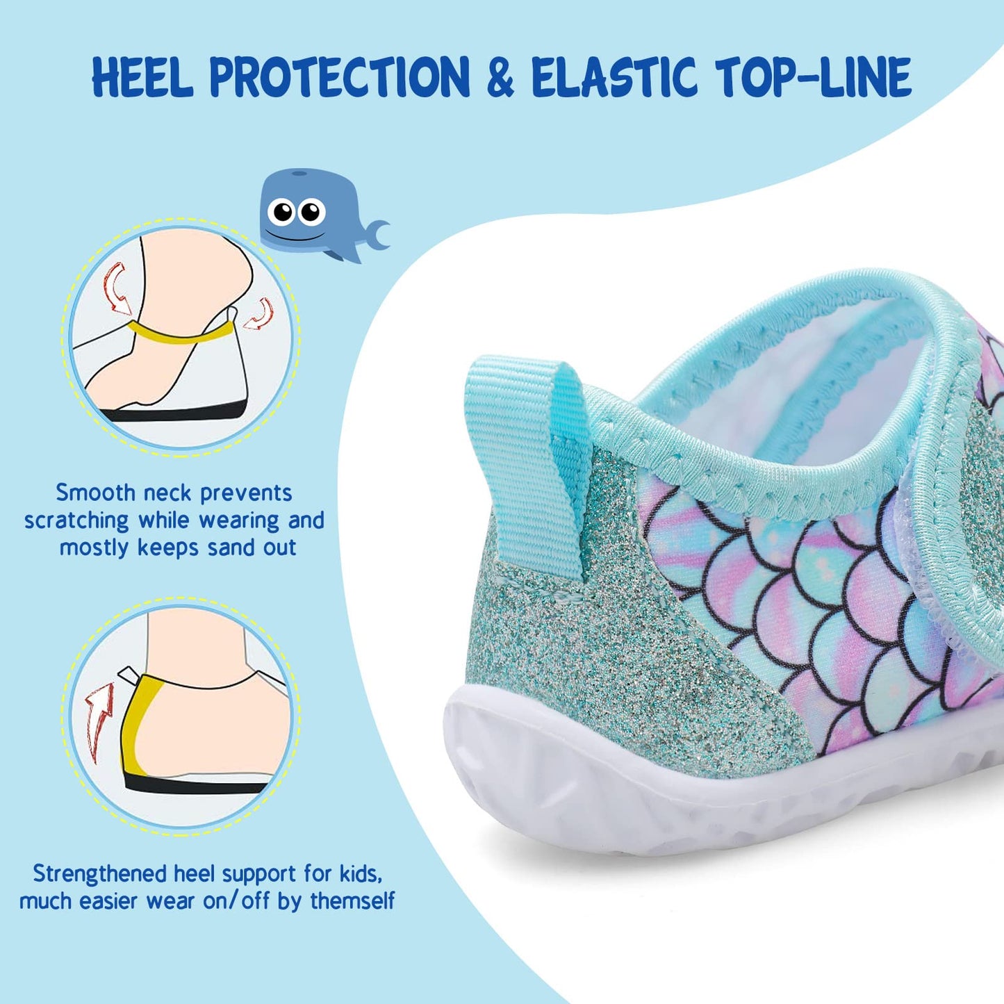 LeIsfIt Boys Girls Water Shoes Kids Aqua Socks Toddler Quick-Dry Swimming Shoes Non-Slip Summer Shoe for Beach Pool Surf, Green Scale, 10 Toddler