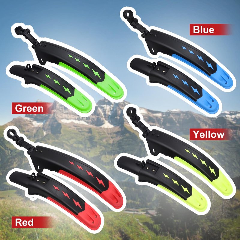 MAKELEN Bike Fender Set Mudguard Set Front and Rear 2 Parts-Universal Full Cover Thicken Widen Bicycle Adjustable Bike Fender Mud Guard Mudflap for MTB Road Bike Mountain Bike Black&Red