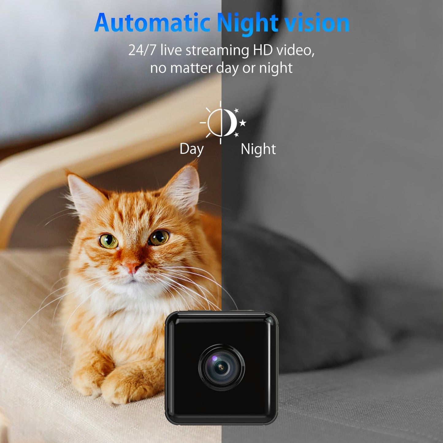 Hidden Camera,1080P WiFi Spy Camera - with Night Vision & Motion Detection, Wireless Indoor Security Camera for Pet/Baby/Nanny, App Live Feed, Smallest Smart for Home Monitoring