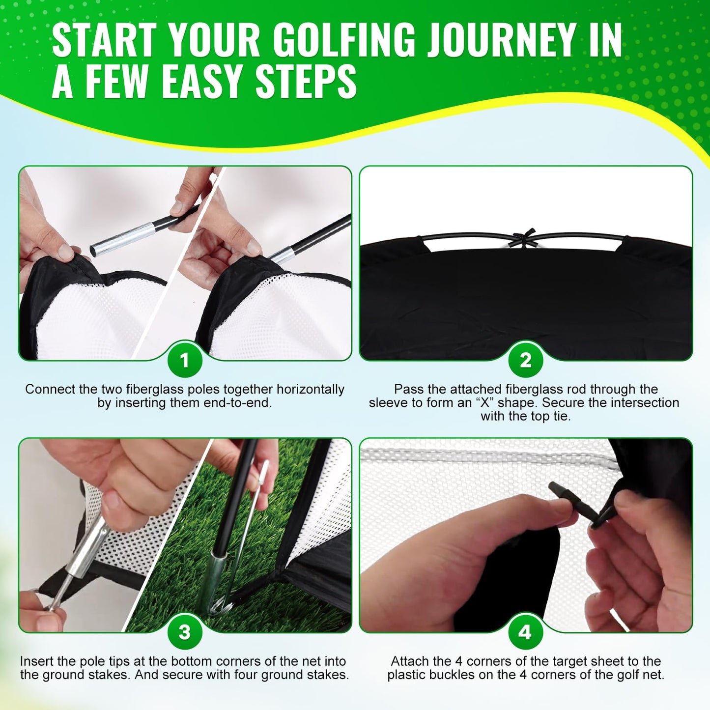 Golf Net 10x7ft, Golf Practice Net for Backyard with 5 Target Holes & Bullseye All-in-One Golf Hitting Net Kit with 3-Turf Mat for Indoor/Outdoor Swing & Chipping Training (10x7ft)