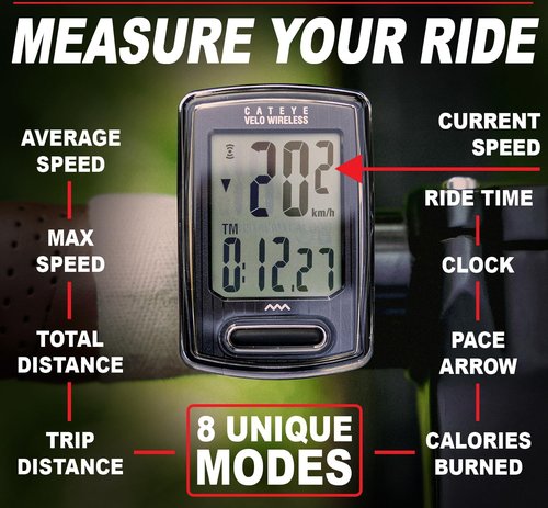 CATEYE Velo Wireless Bike Computer - Accurate Speedometer & Odometer with Calorie Tracking | Waterproof IPX8