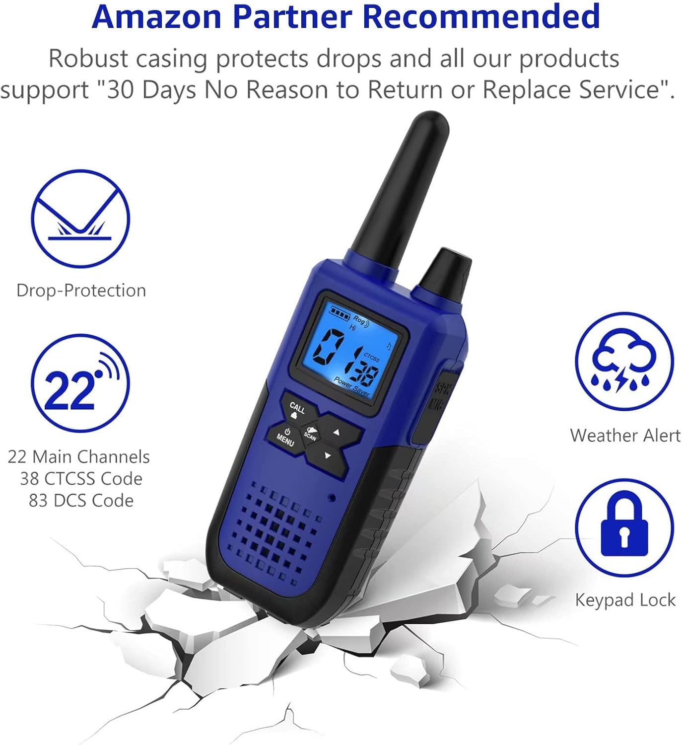 Topsung Walkie Talkies - Long Range Rechargeable 2-Way Radios with Earpiece | 4-Pack for Camping & Adventures