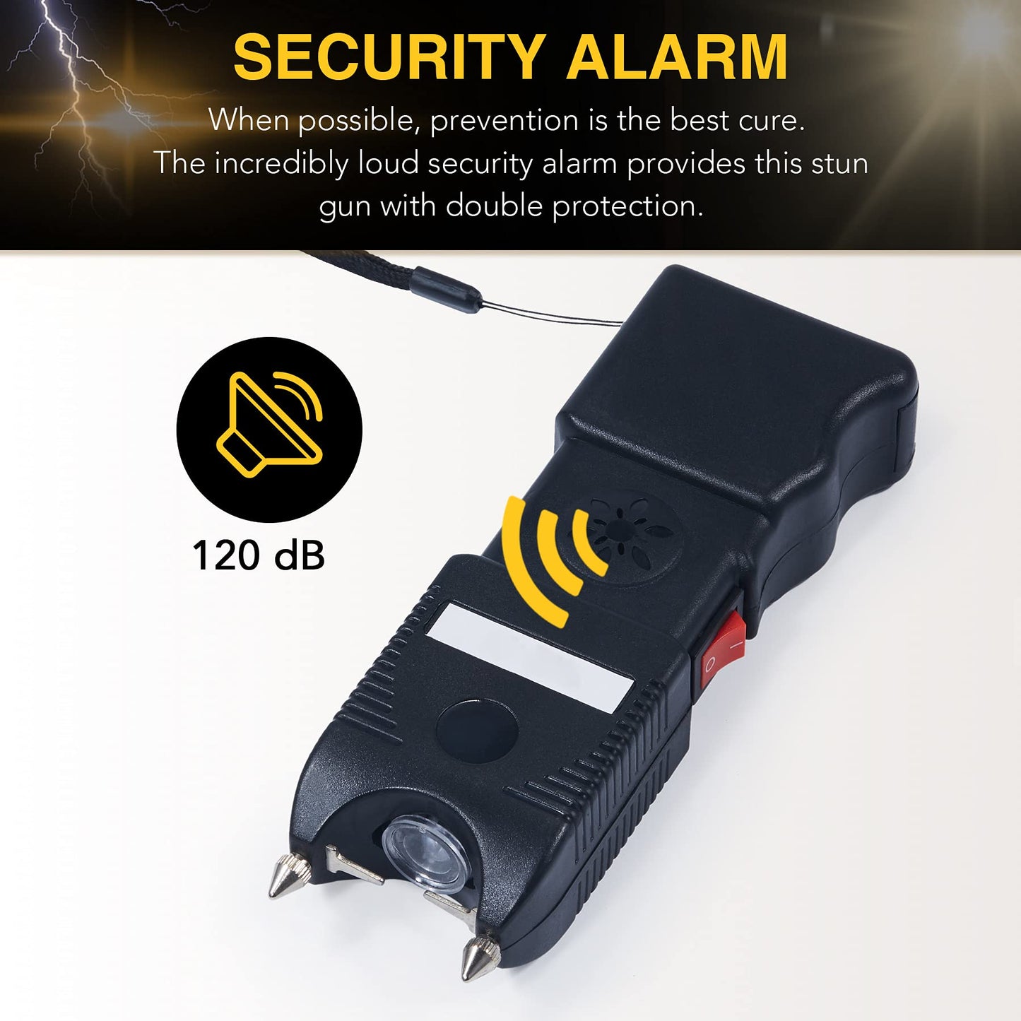 DARTMOOR 300,000V Stun Gun Ultrapowerful Rechargeable Phone Size with 100lm Tactical Flashlight 120db Alarm for Men Women & Self Defense, Custom Holster & Lanyard, 2 Packs