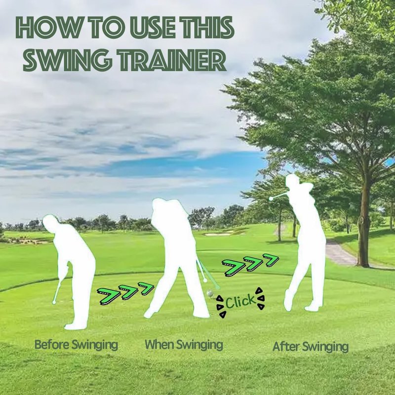 Onimento Retractable Golf Swing Trainer Right-Handed Click Stick Golf Grip Portable Grip Trainer with Click Feedback for Right Trainer Ideal for Beginners, Indoor & Outdoor Practice