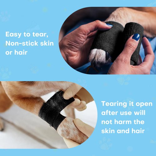 Fenhupe 48 Pack 2” x 5 Yards Self Adhesive Bandage Wrap, Elastic Breathable Cohesive Bandage Wrap Athletic Stretch Tape for Wrist Ankle Sports (Black)