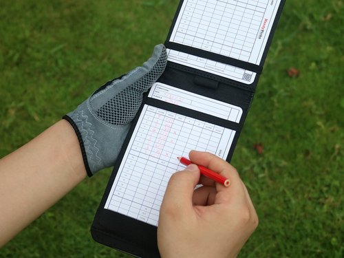 Handy Picks Leather Golf Scorecard Holder | Yardage Book Cover | Scorecard n Pencil Included | Black