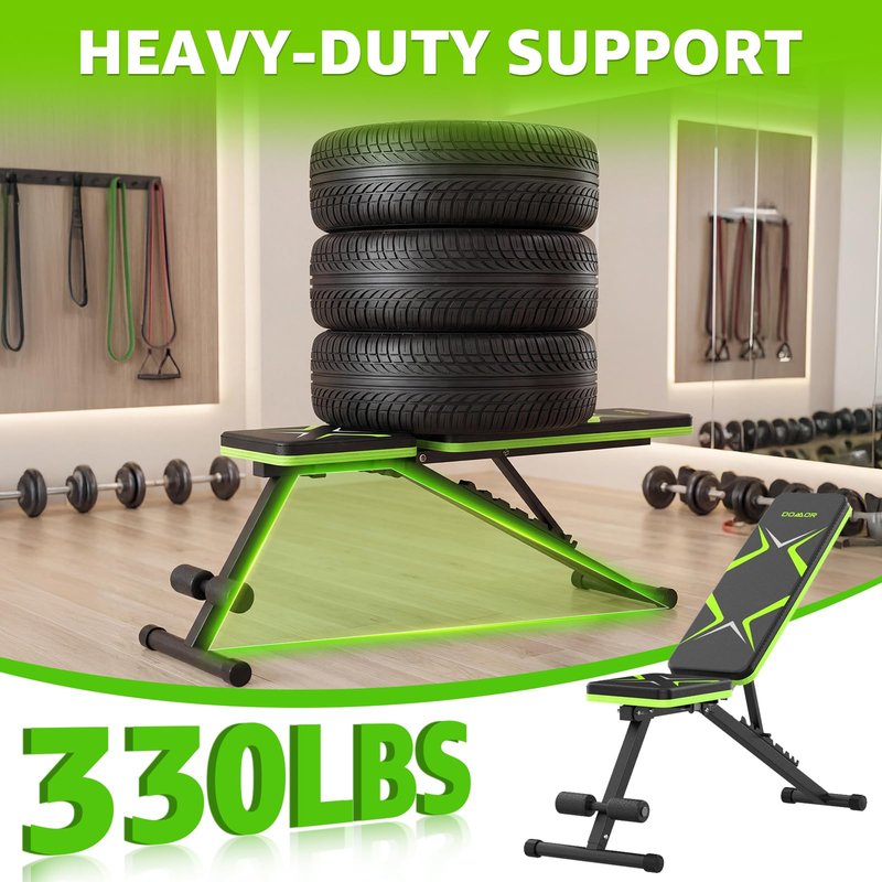 DOMOR Adjustable Weight Bench, 7 Backrests Basic Workout Bench for Home Gym, Fast Folding, Stable Weight Bench for Men Women, Chest Shoulders Arms Muscles, Incline Bench Press for Full Body