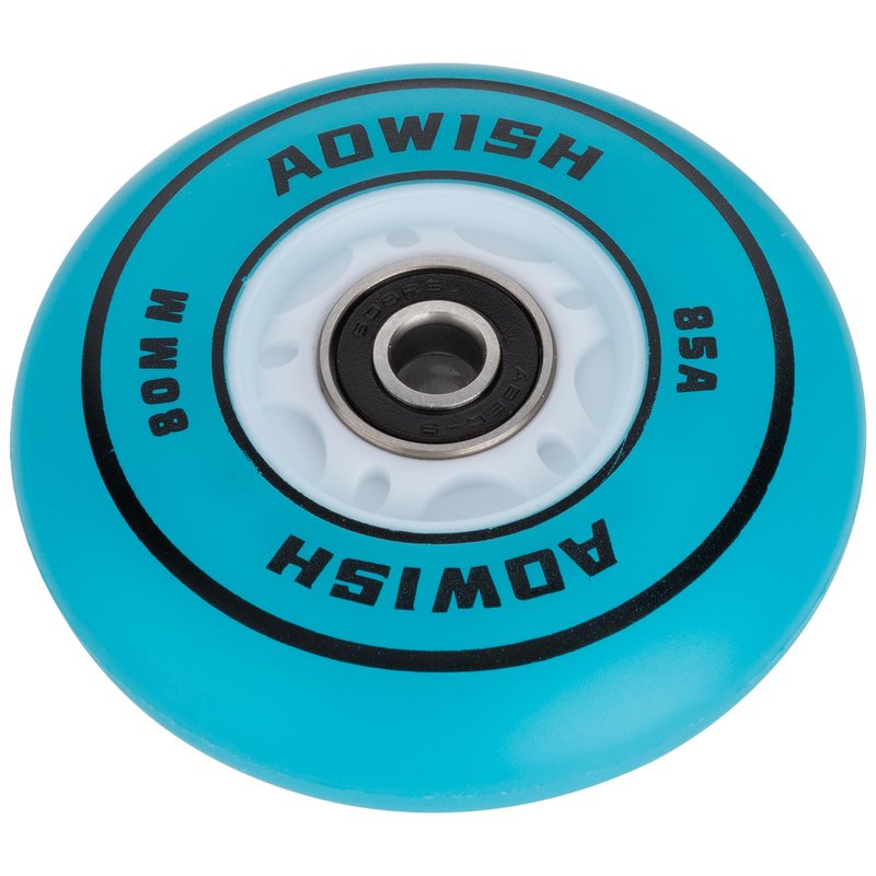 AOWISH Light-Up 80mm 85A Ripsurf Wheels with ABEC-9 Bearings for RipStik DLX Caster Board and Deluxe Junior Skateboard - Glow in The Dark (Set of 2) (Blue)