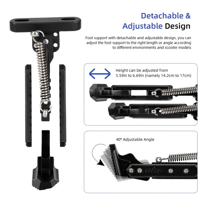 ulip Electric Scooters Kickstand Adjustable Parking Stand Feet Support Replacement Accessories for Gotrax G4 Hiboy S2 Pro Xiaomi M365 1S Pro Pro2 MI3(Black)