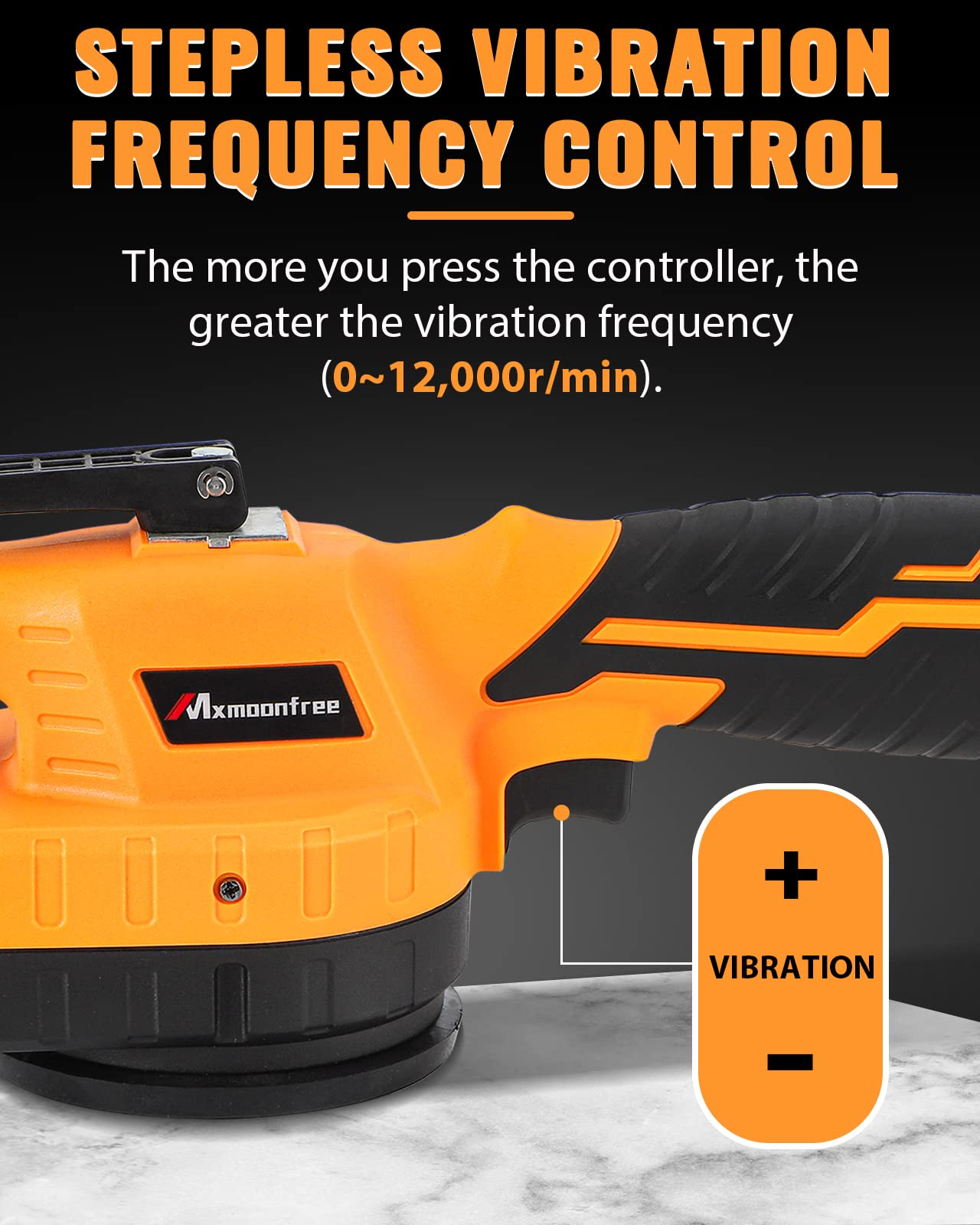 Mxmoonfree Tile Vibration Tool with Suction Cup Ultra-Lightweight with 2Pcs Battery, Storage Case, 12,000 RPM Adjustable Vibration, Portable Tile Tools Leveling Machine for DIY & Pro Installation