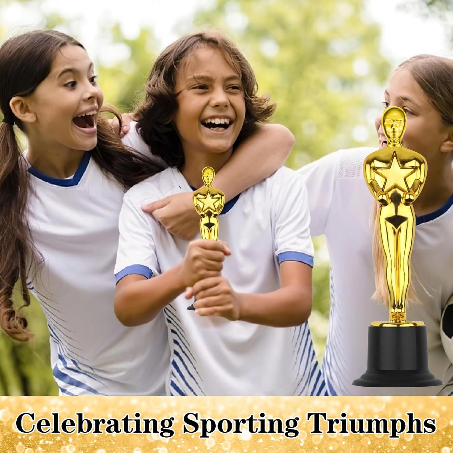 WINKIO Gold Award Trophies - Pack of 6 Mini Plastic Statues for Competitions & Events