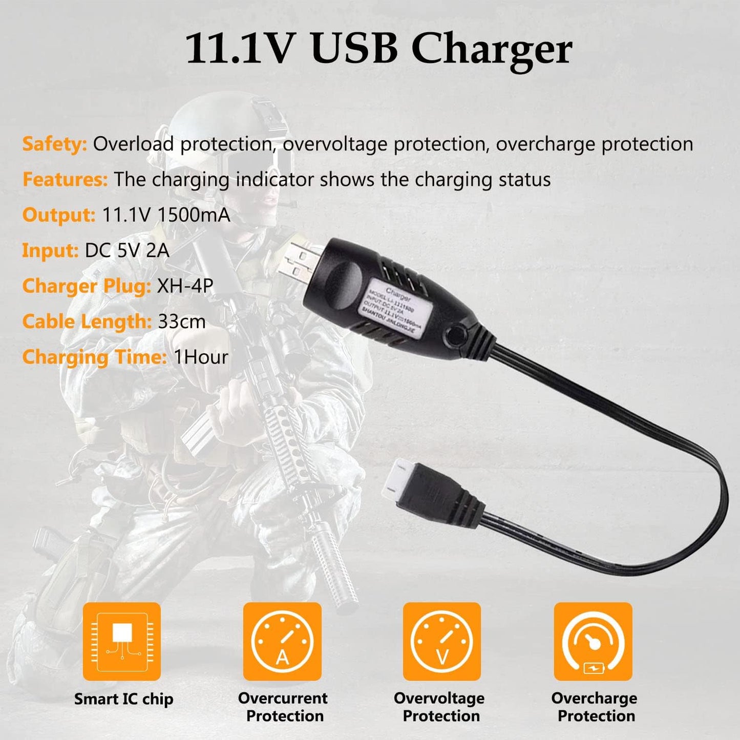 3300mAh Airsoft Battery by [Brand Name] - 11.1V Nunchuck Rechargeable Battery with Dean T Plug | Fits AK47, M4, MP5