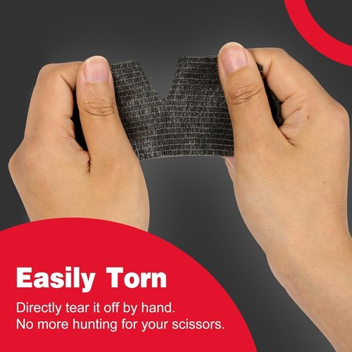 AZEN Self-Adhesive Bandage Wrap - 120 Pack Black Athletic Tape | 2" x 5 Yards Cohesive Vet Wrap