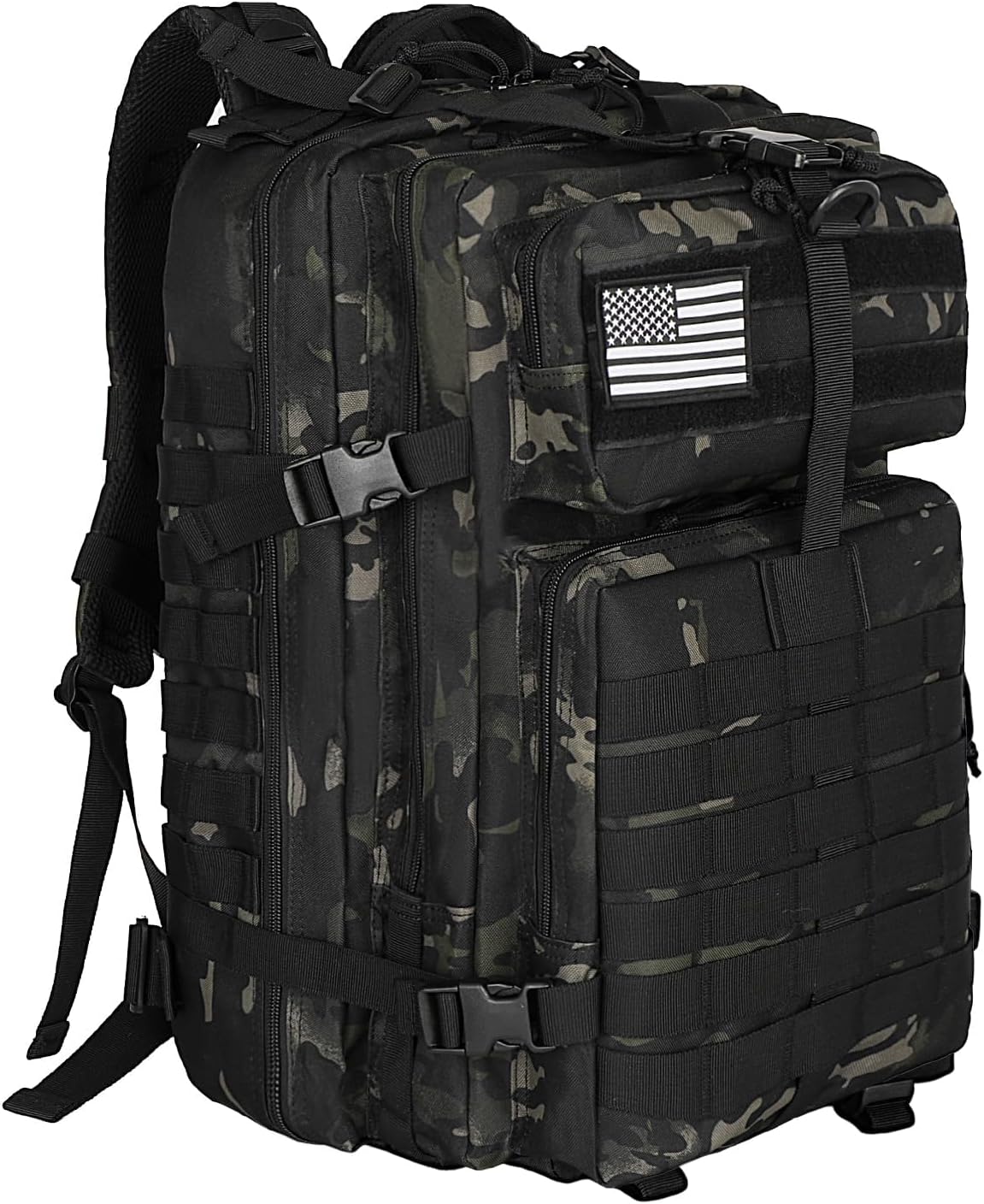 WOLT Military Tactical Backpack - 45L Molle Assault Pack for Men | Heavy-Duty Rucksack in Camouflage Black