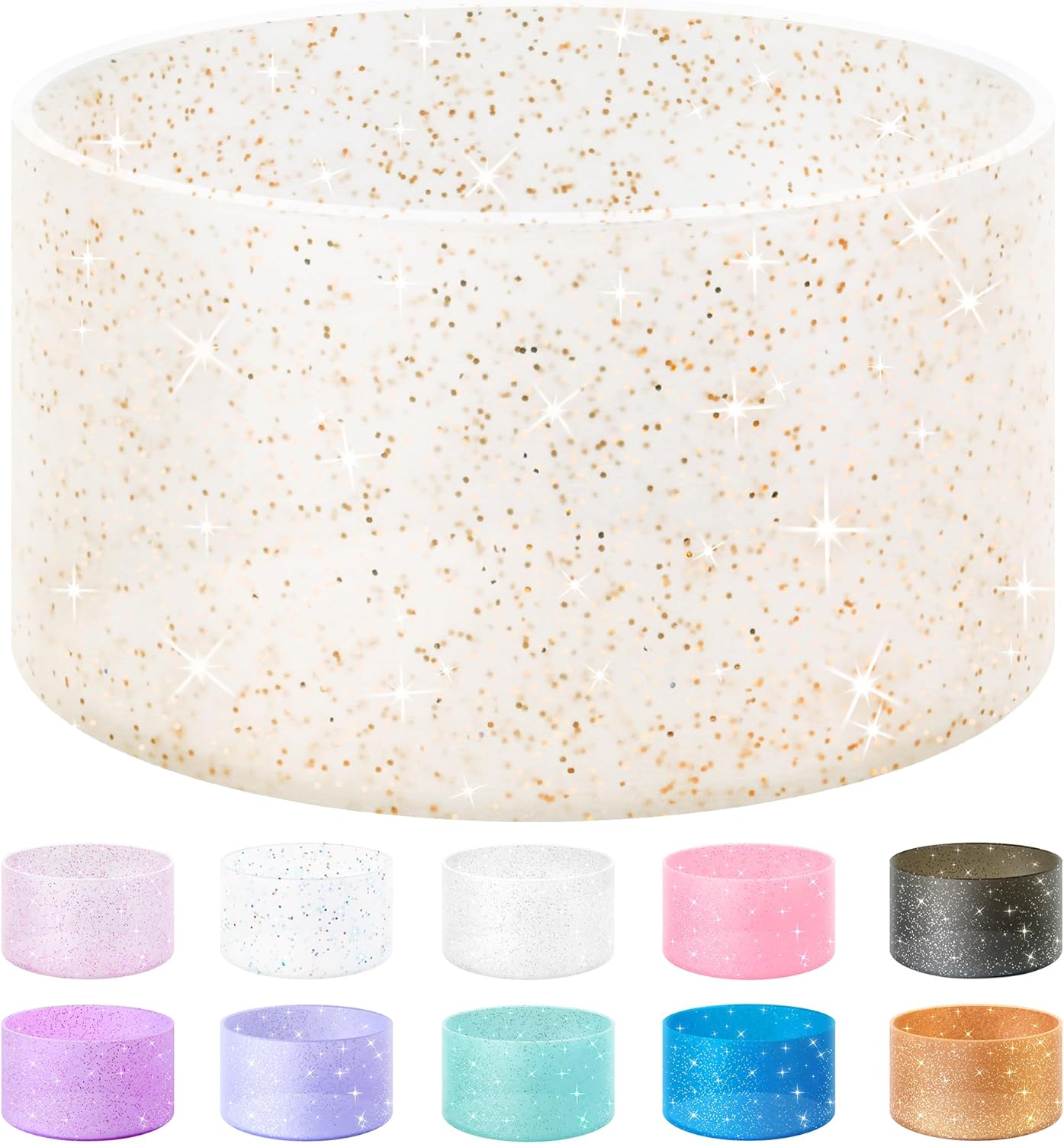 Vmini Glitter Silicone Boot - Protective Anti-Slip Sleeve for Stanley Tumbler & Hydro Flask | Fits 20-40oz & 12-24oz Bottles