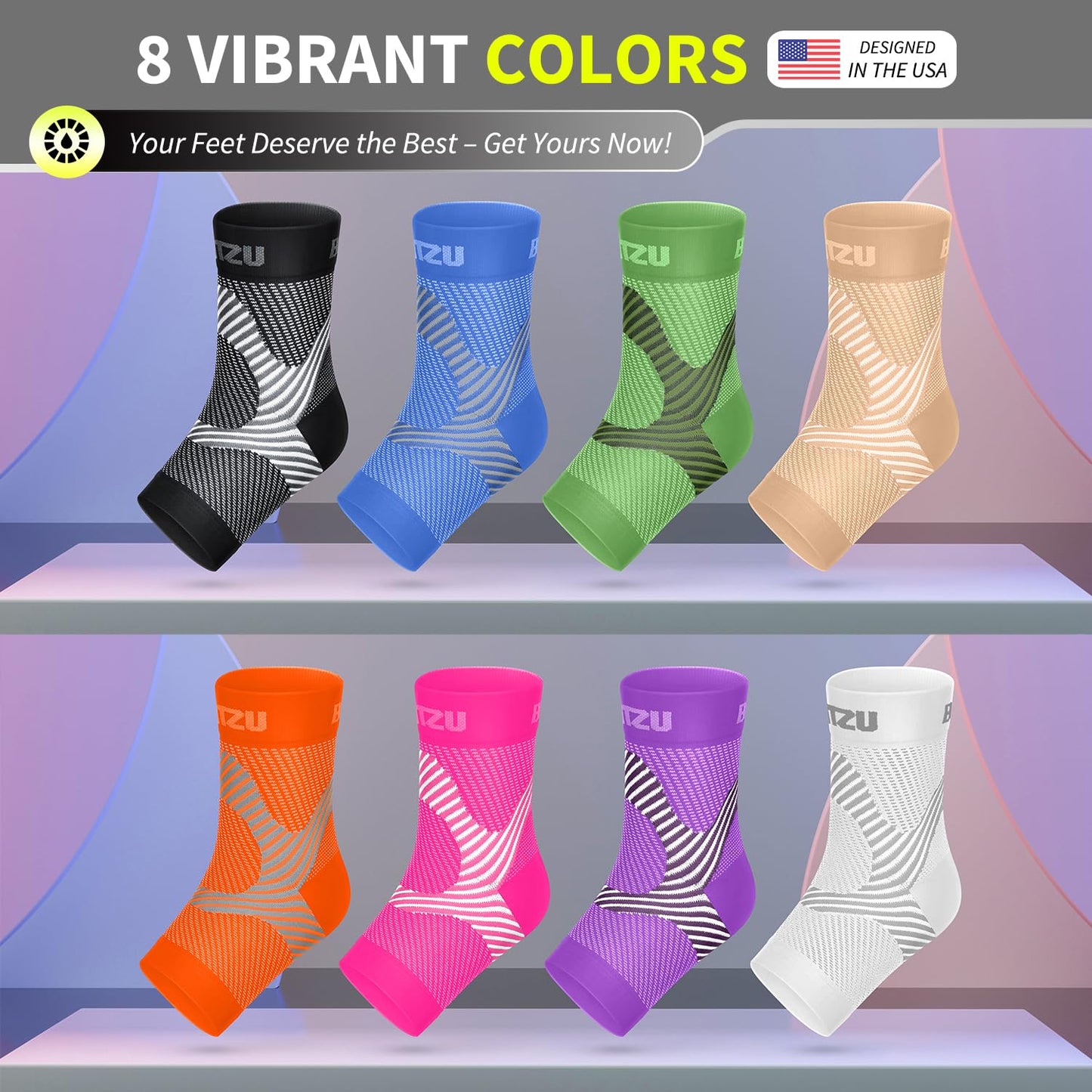 Compression Socks for Plantar Fasciitis, Achilles Tendonitis, Arthritis Relief, Ankle Brace Compression Sleeve with Foot Arch Support, Ankle Wrap for Women, Men, Swelling & Heel Pain Purple S-M