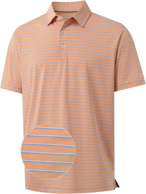 M MAELREG Golf Shirts for Men - Moisture-Wicking Striped Polo | Performance Dry Fit Short Sleeve