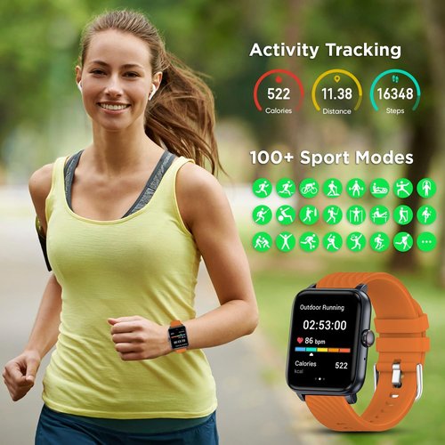 BENIO Fitness Tracker - 1.85" Smartwatch with 24/7 Heart Rate, Spo2 & Sleep Tracking | IP67 Waterproof, 100 Sports Modes