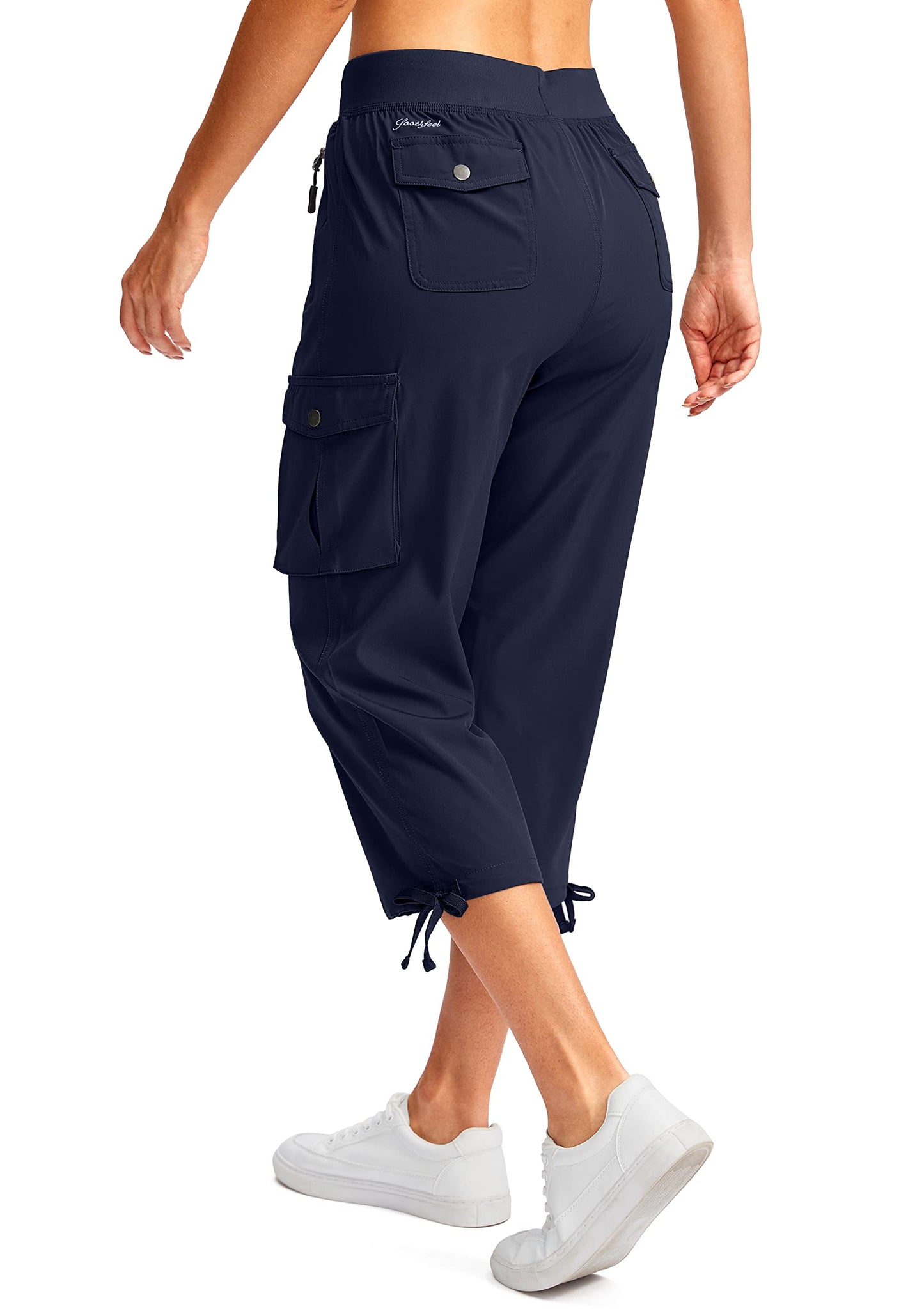 Soothfeel Women's Cargo Capris Pants with 6 Pockets Lightweight Quick Dry Travel Hiking Summer Pants for Women Casual (Navy, 4XL)