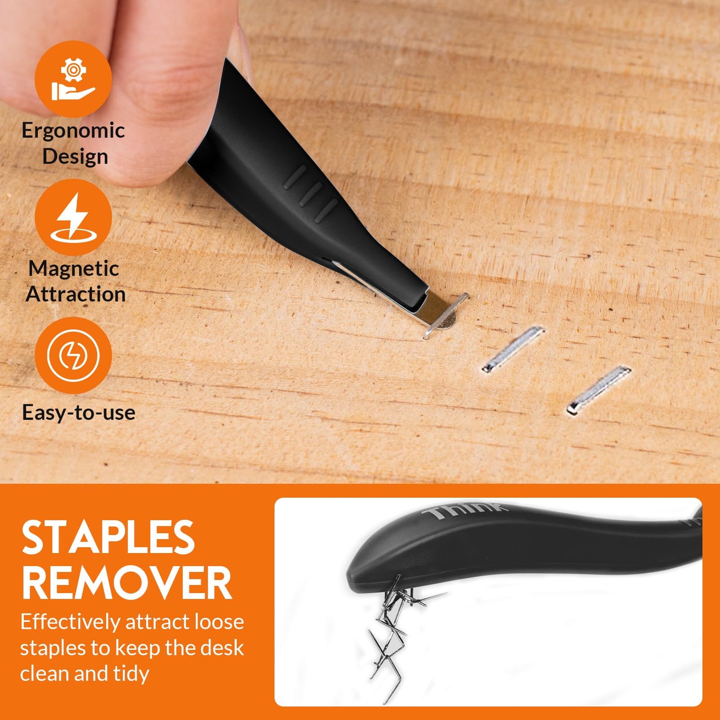 THINKWORK Light Duty Staple Gun - Black Upholstery Staple Gun for Wood with 1600pcs JT21 Staples 1/4", 5/16", 3/8" and Staple Remover, Fabric Stapler Gun for Crafts, Home Use, Wall, DIY, Lights Decora