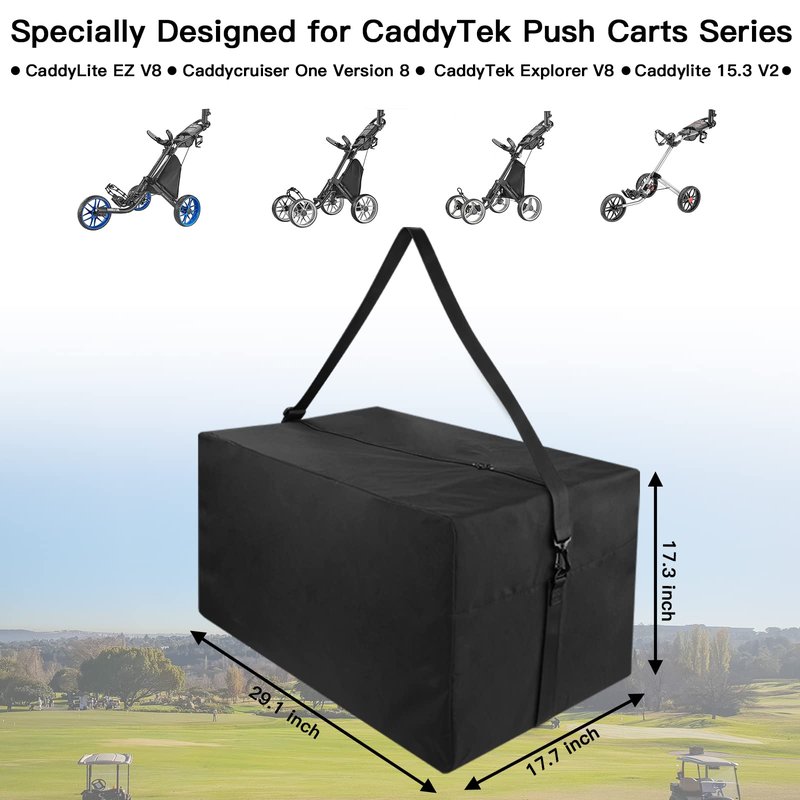 Xxerciz Golf Push Cart Bag for Caddytek, 3 Wheel Folding Carry Bag, Lightweight Carts Replacement Bag with Adjustable Straps Large Capacity