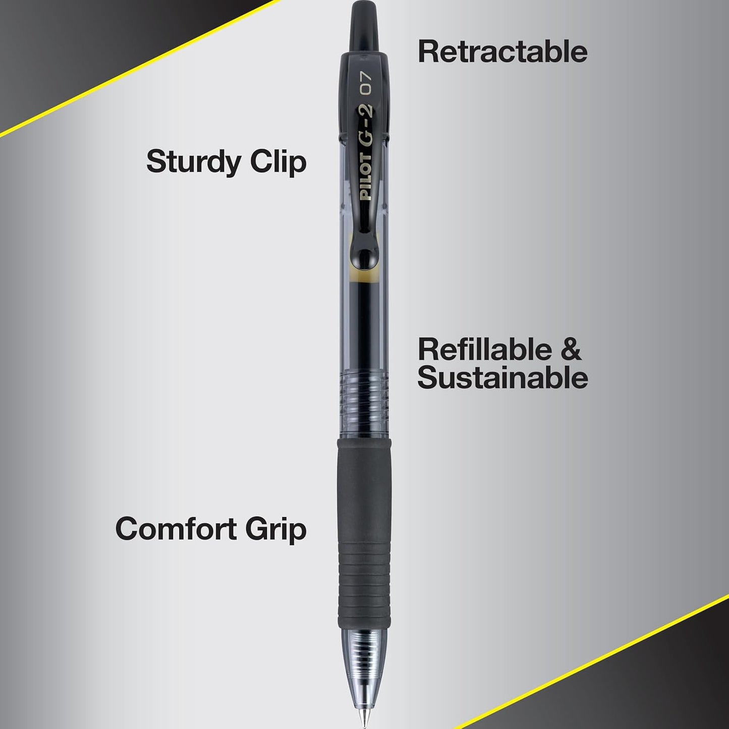 PILOT G2 Premium Gel Pens - Refillable & Retractable, Fine Point Black Ink - 12 Count Pack