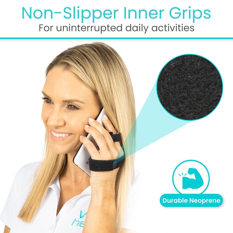 Vive Trigger Finger Splint Brace - Middle, Pinky, Pointer, Ring and Thumb Support - Palm Strap Included - Straighten Curved or Broken Fingers - Adjustable, Breathable Fit - Aluminum Pain Relief Guard