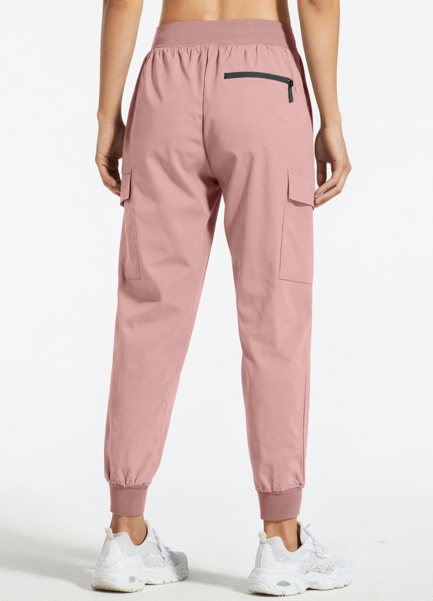 Libin Women's Cargo Joggers Lightweight Quick Dry Hiking Pants Athletic Lounge Casual Travel, Light Pink XL