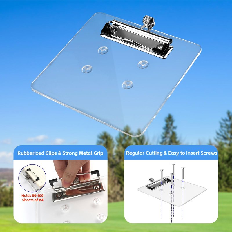 Archerest Golf Cart Steering Wheel Scorecard Holder with Pencil Holder for Club Car/EZGO TXT& RXV/Yamaha G29/Icon I40/Star Car/Excar and Other Most Golf Carts Clear 5mm Thick Acrylic - Regular Style
