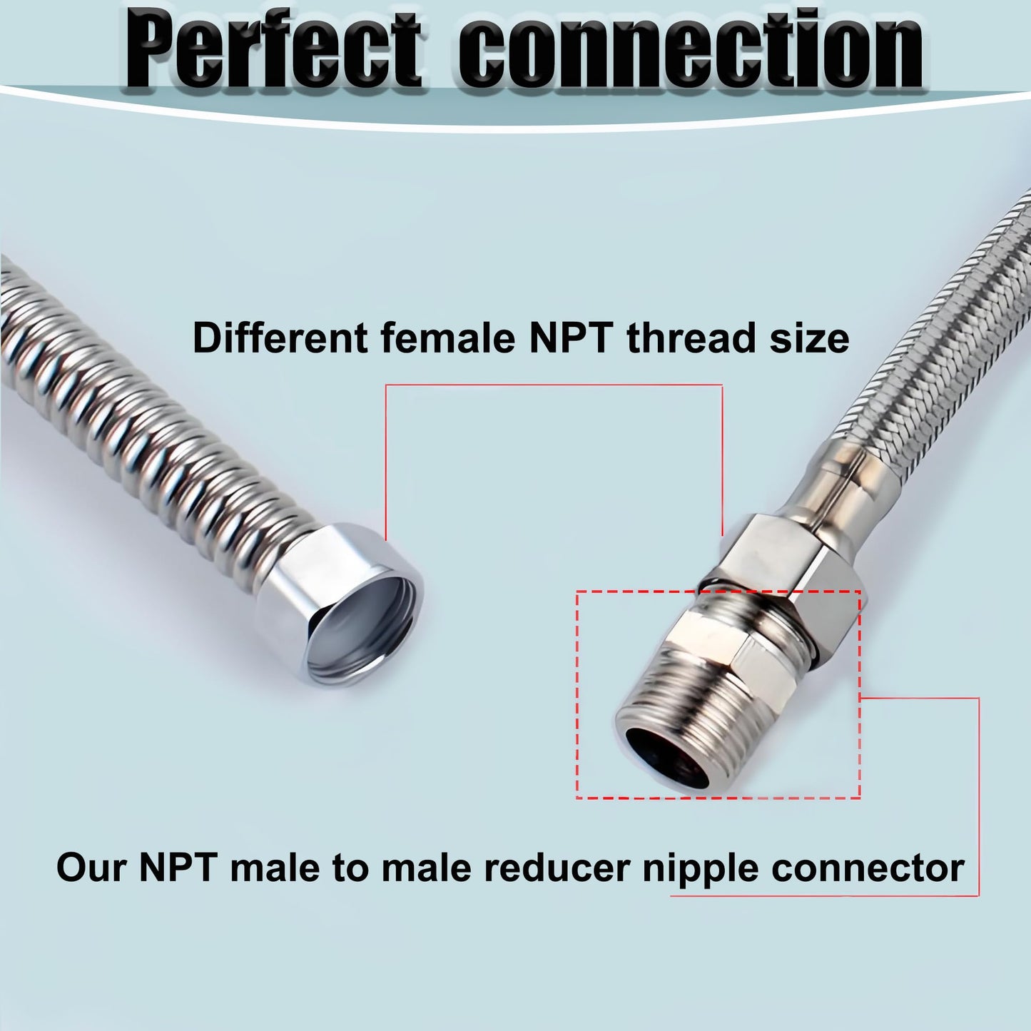 304 Stainless Steel Hex Nipple Reducer, 3/4" x 1/2" NPT Male Threaded Reducing Nipple Pipe Fitting Adapter, 2000psi Heavy Duty Reducer Straight Connector (3/4"- 1/2")