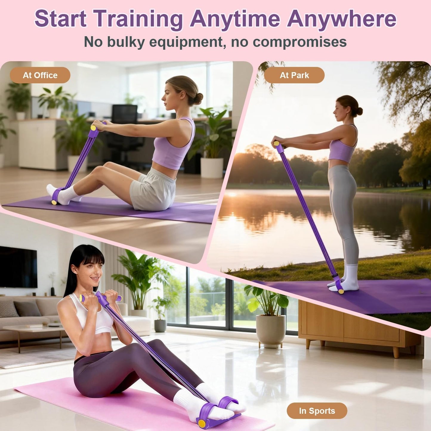 Pedal Resistance Bands - Durable 6-Tube Elastic Fitness Bands for Full-Body Workouts | Ideal for Men & Women