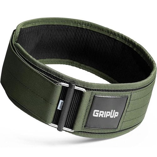 GripUp Self-Locking Weight lifting Belt AUTO LOCK 4 Inch Gym Belt Adjustable Buckle For Fitness Powerlifting Bodybuilding Weightlifting Deadlift Olympic Cross Training Back Support Men & Women (Green, XX-Large)