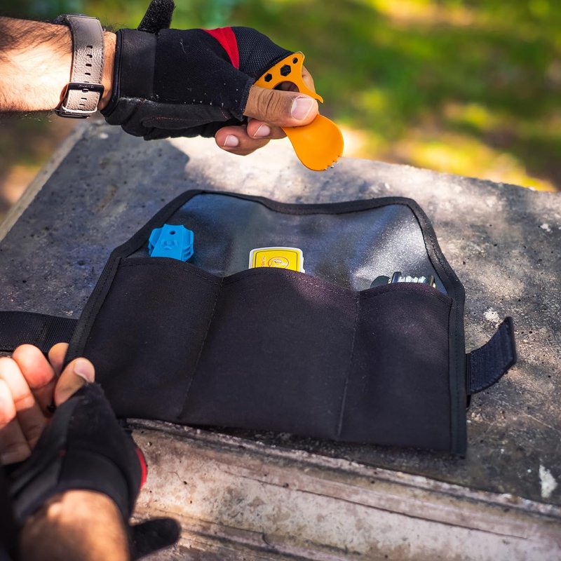 PACK2RIDE Blossom Bike Saddle Roll Bag - Bike Tool Kit Holder - Water Resistant & Durable Cordura Fabric - Under Seat cycling accessories - mountain bike accessories - ebike saddle bags (Black)