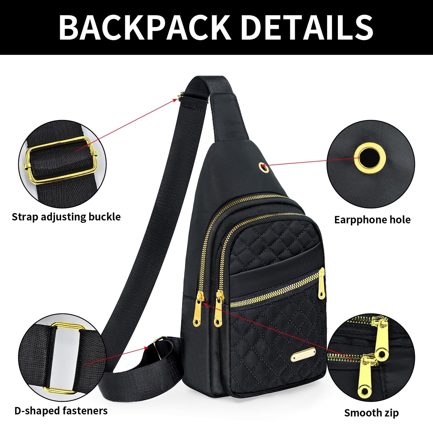Aisijimo Small Sling Bag For Women Men Casual Crossbody Sling Backpack