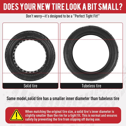 10x2.125 Scooter Tire,2-Pack 10 inch Solid Rubber Tires Replacement for Gotrax G4 Xr V2 Ninebot F25 F65 Hiboy S2 Pro
