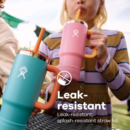Hydro Flask Kids 24 Oz Insulated Travel Tumbler - Handle, Lid & Straw in Coconut Cream