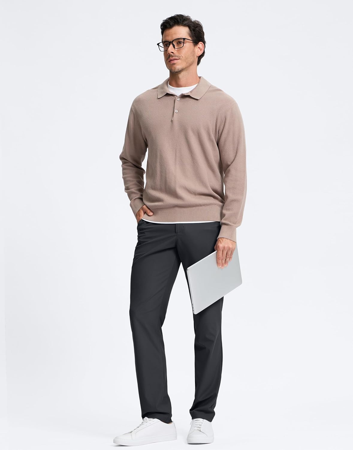 Pudolla Men's Golf Pants - Comfy Stretch Dress Slacks | Lightweight Quick-Dry Casual Trousers (30"/32"/34")