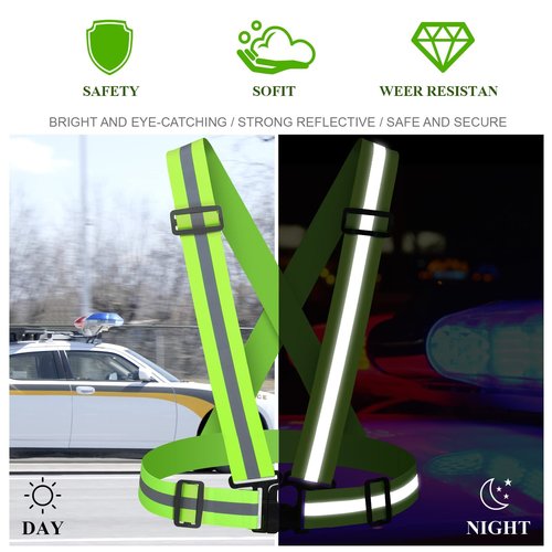 Astini Reflective Vest Running Gear 2Pack, High Visibility Adjustable Safety VES for Night Cycling,Hiking, Jogging,Dog Walking