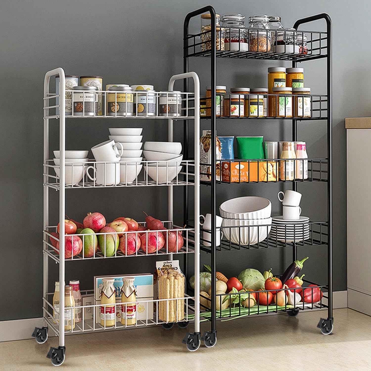 8T8 3 Inch Rubber Caster Wheels Heavy Duty with Brakes, 3/8"-16 x 1 Threaded Stem Casters Set of 4 (Screw Diameter 3/8", Length 1"), Quiet and Smooth Rolling Castors for Furniture Hardwood Floors