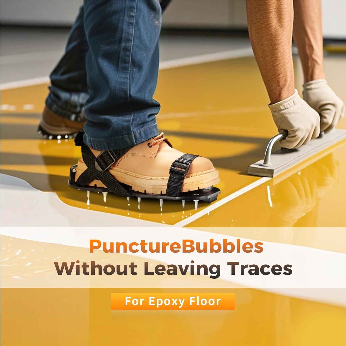 Gunite Spiked Shoes for Epoxy Floor,2 in 1 Fully Assembled，2 Lengths of Spikes with 1.8"" and 1.2"" Short Spikes，Perfect for Epoxy Garage Floors,Overlays, Lawn Aeration，Aerator Shoes